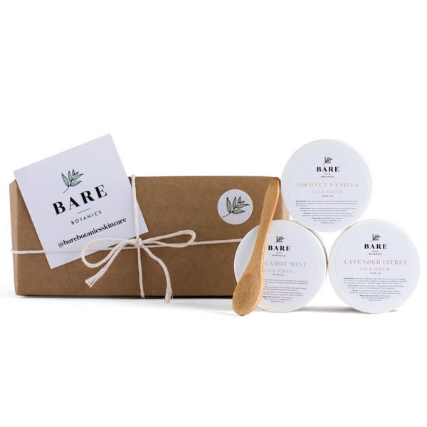Body Scrub Gift Set - All Natural | 3 4oz Jars Perfect For Gifting & Sampling - Salt Scrubs