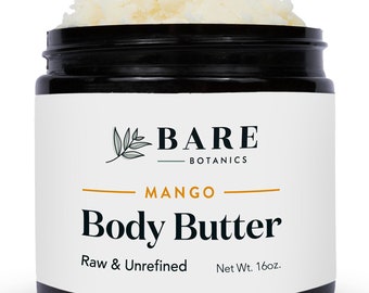 Reine & Rohe Mangobutter (Unparfümiert) | Unraffinierte und natürliche Körperbutter | Vegan Grausamkeit-frei Non-GMO