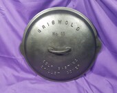 Rare Rare Griswold 11 Cast Iron Skillet Cover Low Dome Fully Marked Raised Letter Self Basting Lid Clean Smooth Large Block Logo EPU 471