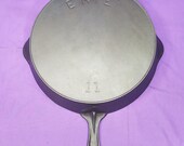 Early 11 quot ERIE quot Cast Iron Skillet with Heat Ring Sits Flat Clean Smooth Displays Beautifully 1800s HTF Pre Griswold Ready to Use