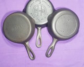 Cast Iron Skillets Trio of 3 Griswold Erie Pa USA Wapak Griswold Iron Mountain Clean and Smooth