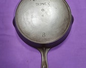 Excellent Early quot Wagner quot Sidney 8 Cast Iron Skillet with Heat Ring Smooth Clean Level Sits Flat 1800s
