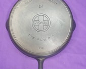 Beautiful 12 Griswold Cast Iron Skillet with Heat Ring Large Block Logo ERIE PA USA Sits Flat Glass Smooth All Original Milling Marks Rare