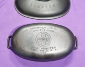 Excellent Griswold Cast Iron 3 Oval Roaster 643 with Marked Cover Lid 644 Clean Extremely Smooth Matching Block Logo Erie PA USA 4 Quarts