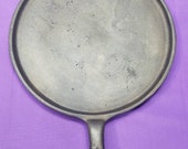 Very Early Cast Iron Heart Handled Flat Griddle with Stove Eye Ring Clean 1800s Thin Walled 4 Ready To Use Or Display
