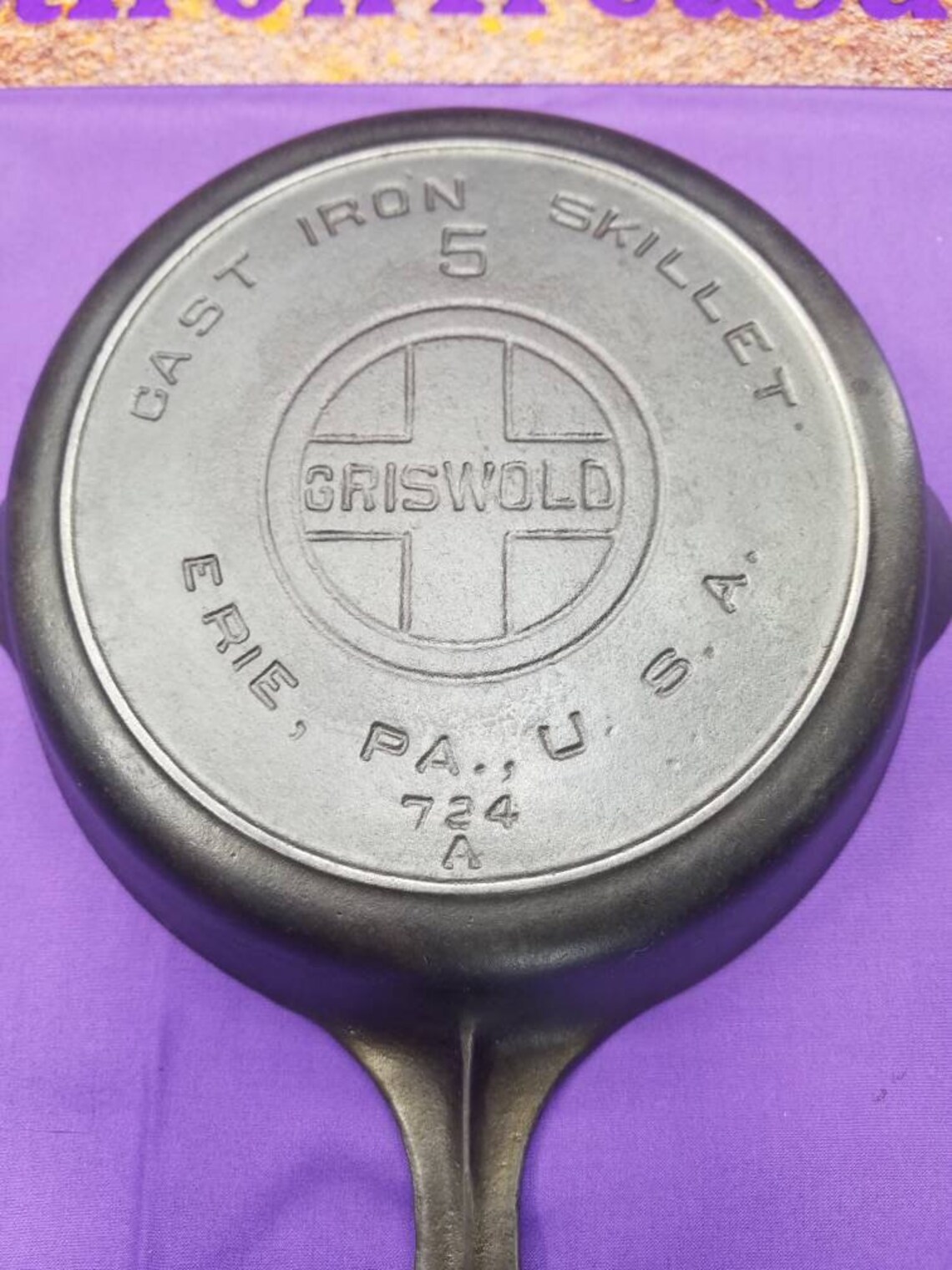 Excellent Rare 5 Griswold Cast Iron Skillet With Heat Ring Etsy