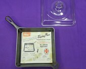 New w Original Label Griswold Cast Iron 9 1 2 Inch Square Fry Skillet with NOS Lid Block Logo 768 Sits Flat Near Mint Beautiful Rare Rare