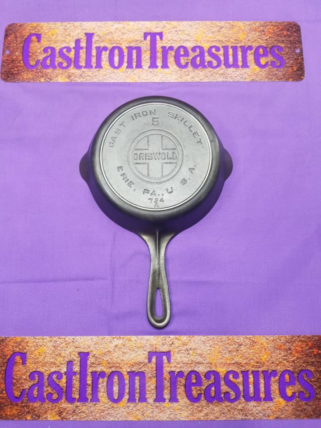 Excellent Rare 5 Griswold Cast Iron Skillet With Heat Ring Etsy