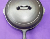 Very Nice 8 Griswold Cast Iron Deep Skillet with Smooth Bottom Self Basting Lid ERIE PA 777 Chicken Pan Clean Smooth Ready to Use