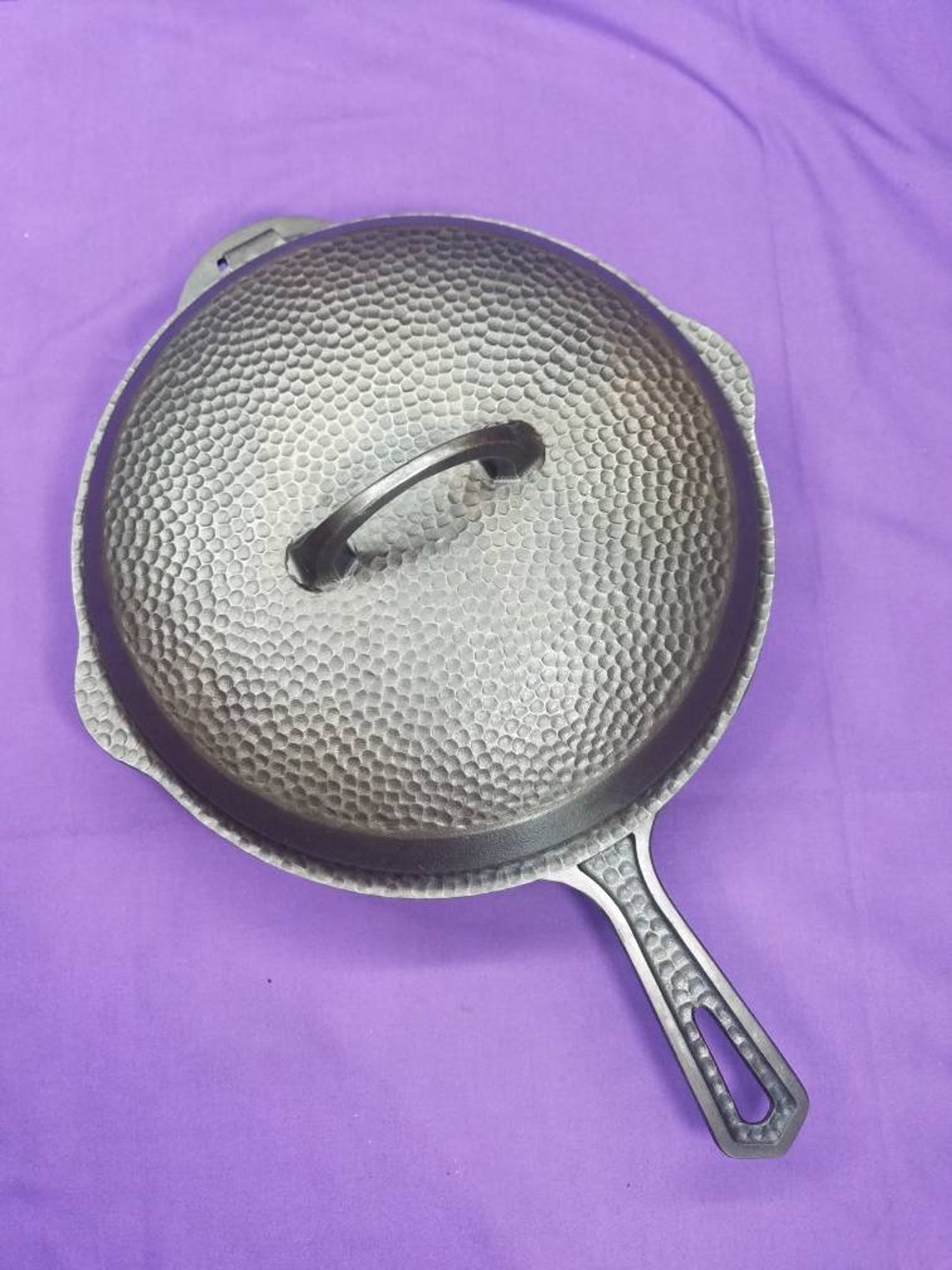 Rare 8 Griswold Hammered Cast Iron Skillet w/ Hinged Lid Etsy