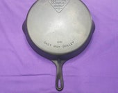 Very Rare Pie Logo 11 Wagner Cast Iron Skillet with Smooth Bottom Original Milling Marks 1061 Scarce Beautiful Ready To Use Or Display