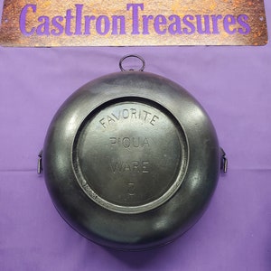 Rare #3 Favorite Piqua Ware Cast Iron Scotch Bowl with Heat Ring Early Block Logo Clean Glass Smooth Ready to Use Or Display