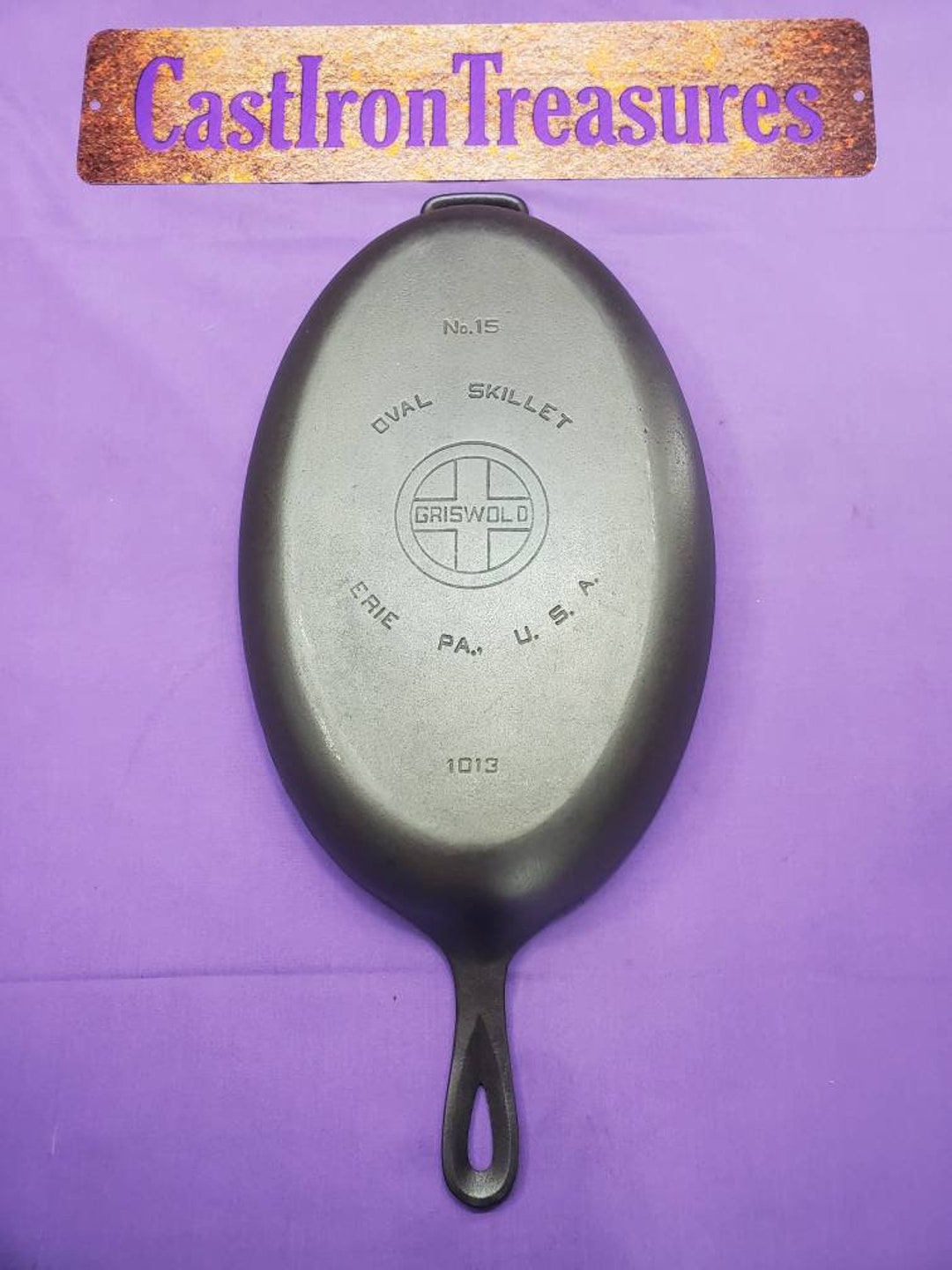 Rare 15 Griswold Cast Iron Oval Fish Skillet Smooth Bottom Etsy