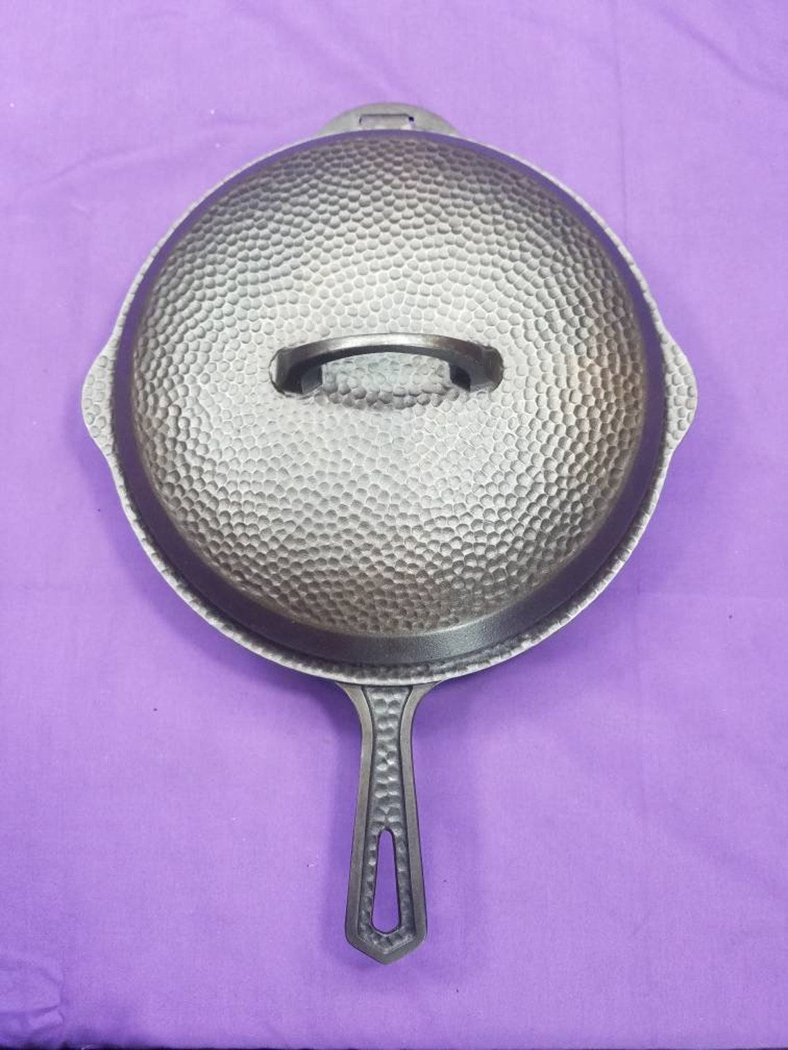 Rare 8 Griswold Hammered Cast Iron Skillet w/ Hinged Lid Etsy