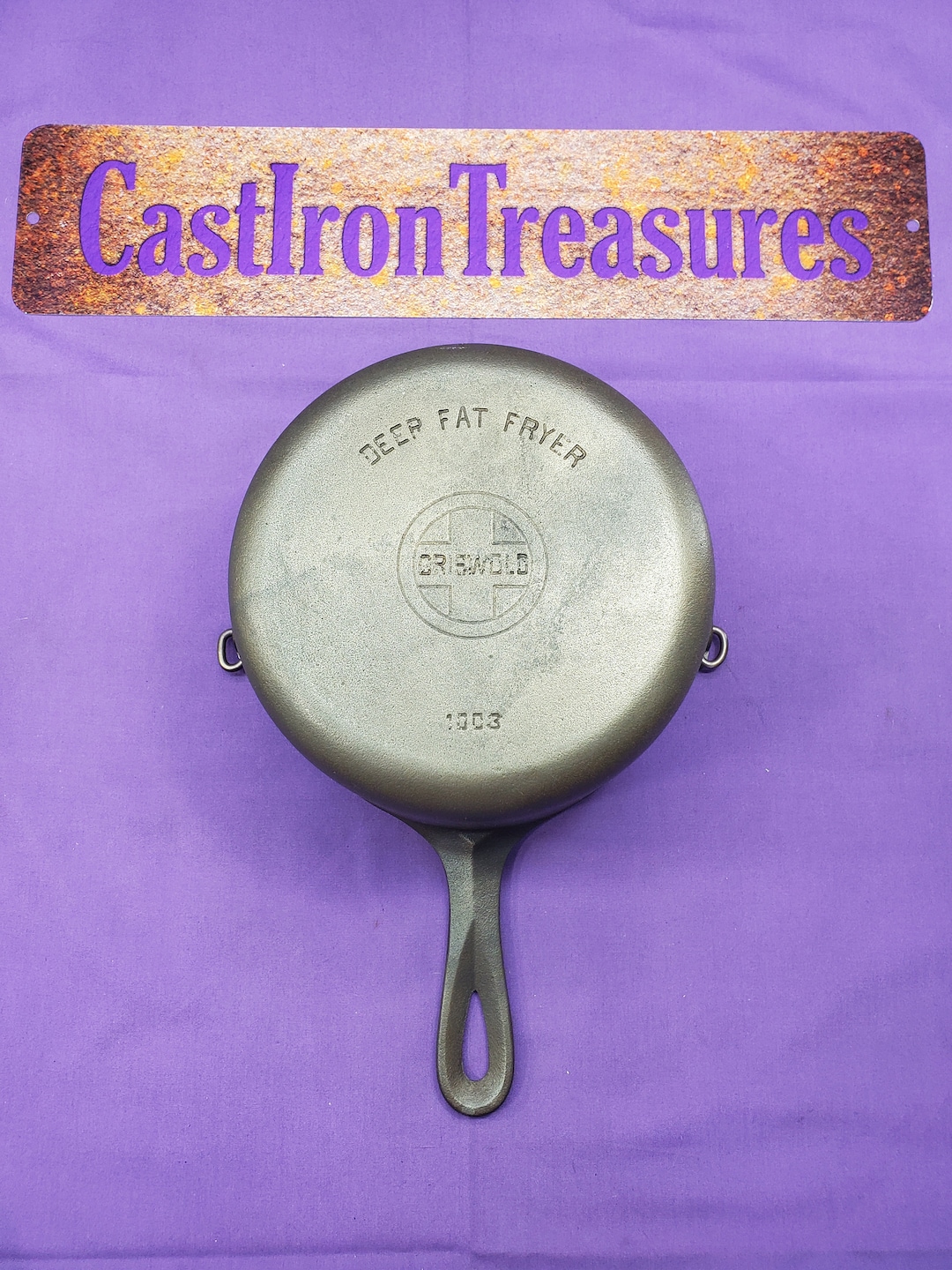 Rare Griswold Cast Iron Deep Fat Fryer 1003 With Bail Handle Smooth