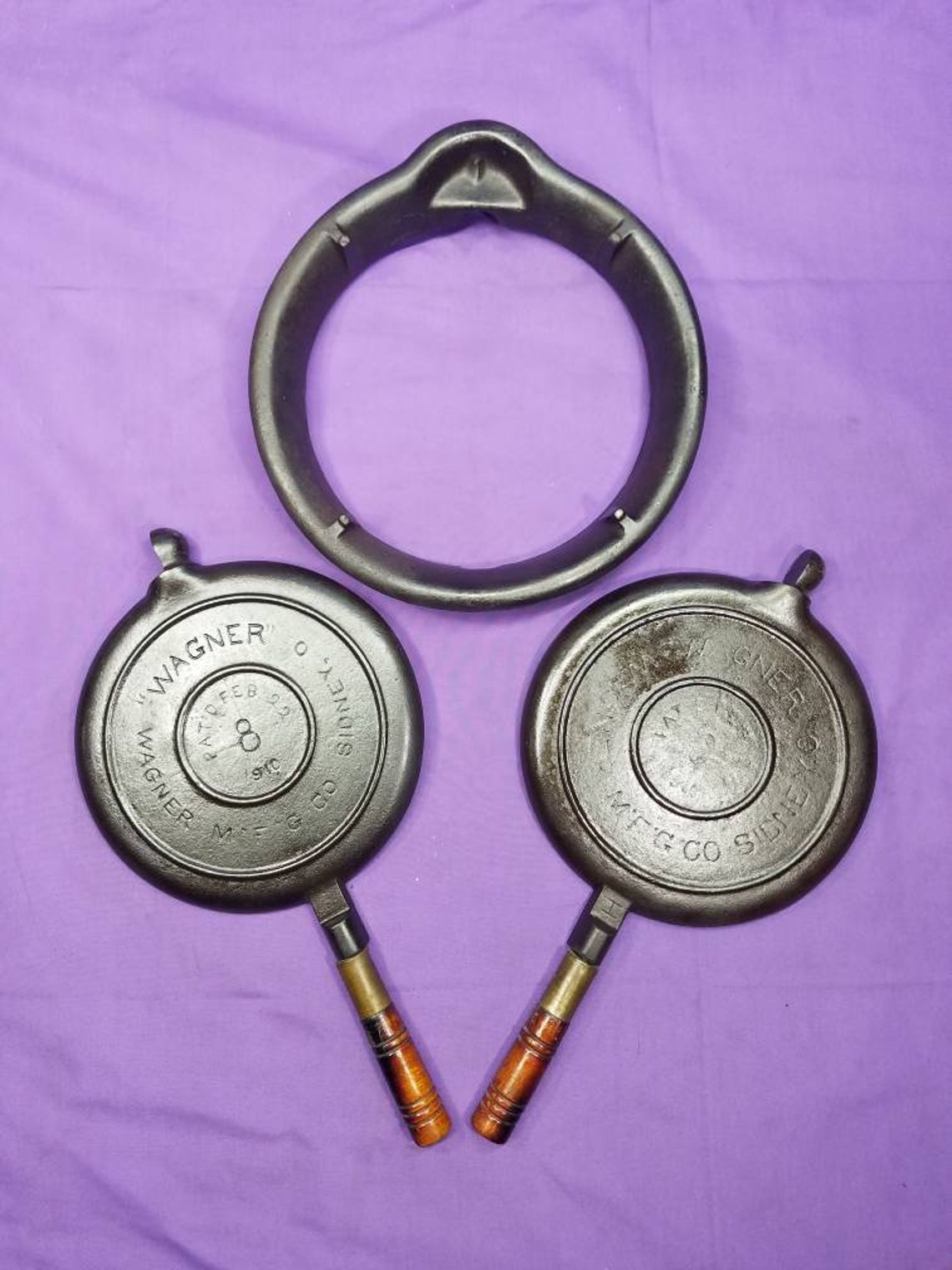 Very Nice 8 Wagner Cast Iron Waffle Maker with Low Base & Etsy