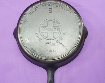 Excellent #9 Griswold Cast Iron Skillet With Heat Ring Slant Erie
