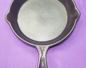 Fancy Handle 7 Cast Iron Skillet with Smooth Bottom Clean 1800s Thin Walled Ready To Use Or Display