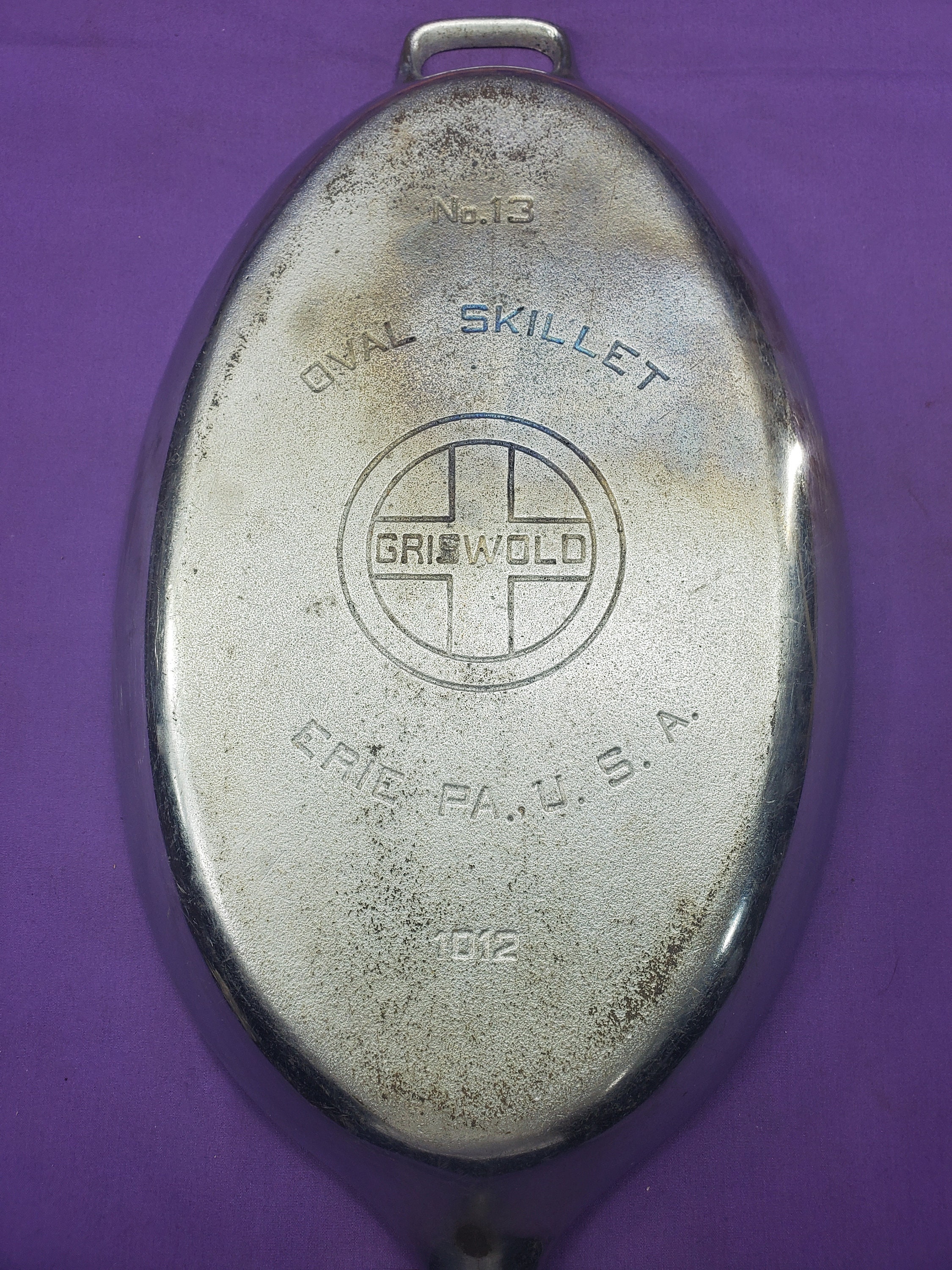 WOW Griswold 15 Oval Fish Pan Large Block Logo Cast Iron Skillet 