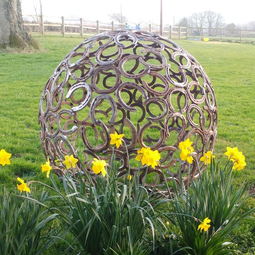 60cm Horseshoe Sphere Garden Sculpture Etsy UK