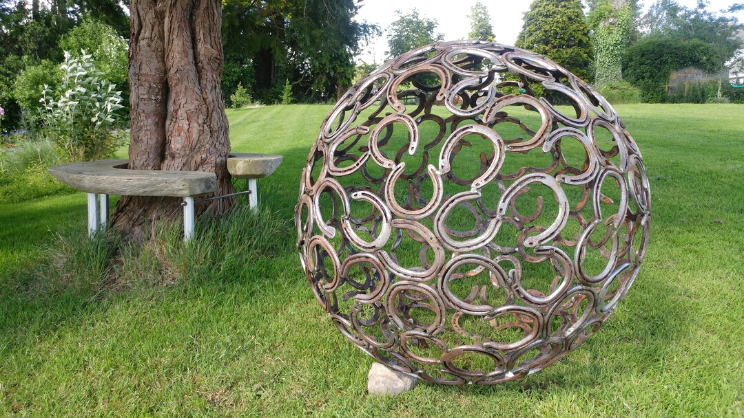 90cm Horseshoe Sphere Ball Garden Sculpture Feature Handmade Etsy UK