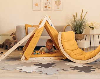 Klimdriehoekset, tent en kussens, peutergym | 6-delig