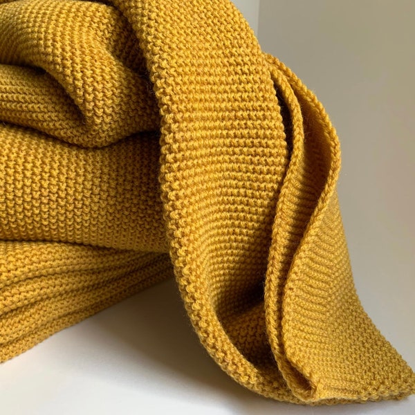 Mustard 100% merino wool blanket / babydecke gestrikt / baby blanket