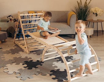 SET of 3 ITEMS , Triangle + Sliding Board  + M size arch | Climbuptoys