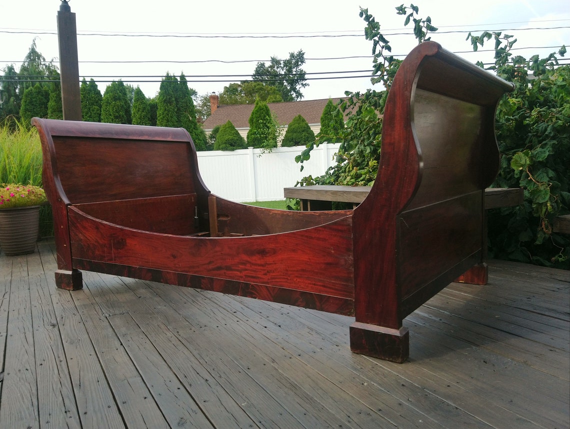 Antique Mahogany Sleigh Bed Early 19th Century Empire Period Etsy