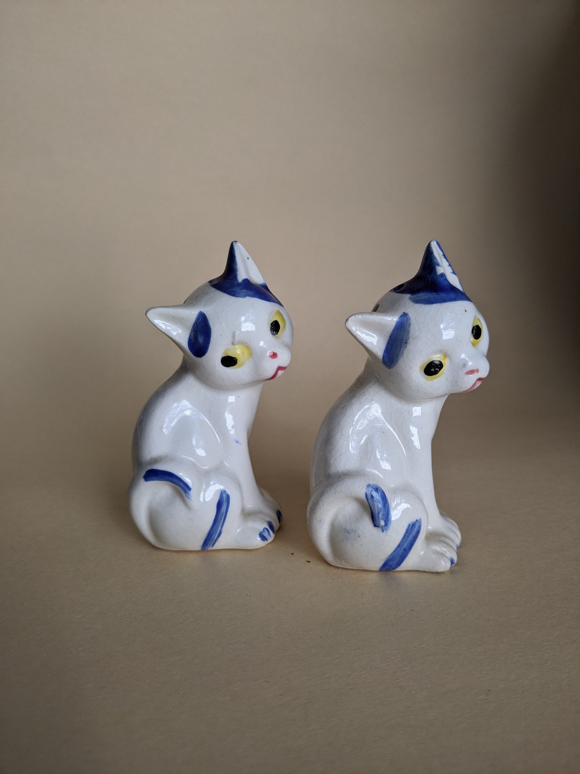 Vintage Ceramic Cat Salt and Pepper Shakers Made in Japan Sad Etsy