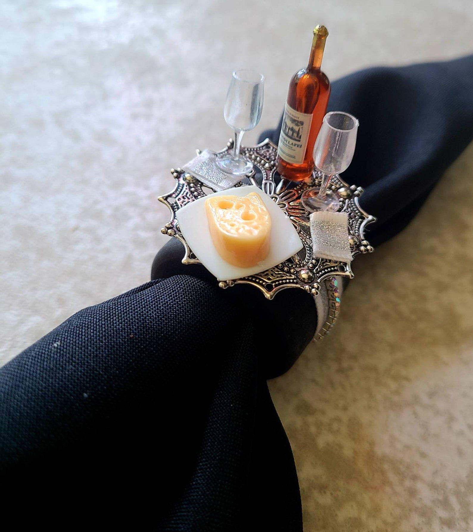 Unique Elegant Napkin Ring Wine and Cheese Etsy