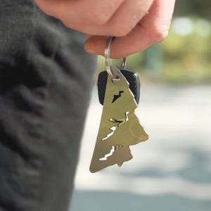 Mountain Keychain - Stainless Steel, Outdoor Adventure Accessory, Matte Finish, Minimalist Gift for Hiker, Nature Lover, Camping & Travel