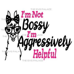 Je ne suis pas Bossy Svg, alpaga Clipart Lama avec des lunettes Svg drôle pour les femmes, Boss Lady, patron bébé fille, maman Llama visage ferme chemise Svg Cliquez maintenant