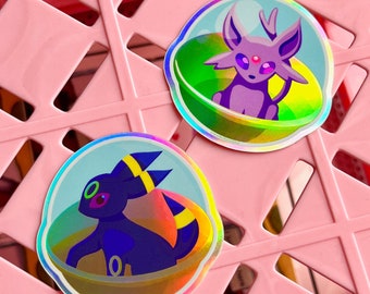 Holographic Espeon & Umbreon Capsule Sticker Set