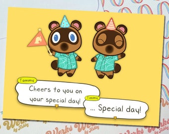 Printable Timmy & Tommy Birthday Card | *Digital Download* | Animal Crossing: New Horizons