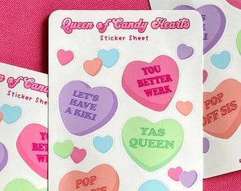 Queen of Candy Hearts Mini Sticker Sheet