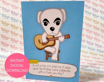 Printable KK Slider Birthday Card | *Digital Download* | Animal Crossing: New Horizons