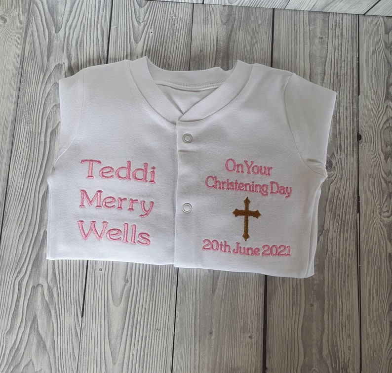 Personalised Christening Sleepsuit Christening Gift Etsy UK