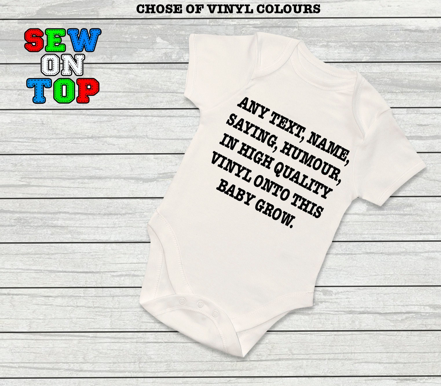 Your Text Here Personalised Baby Vest Grow Clothes Bodysuit Custom Girl Boy Gift 