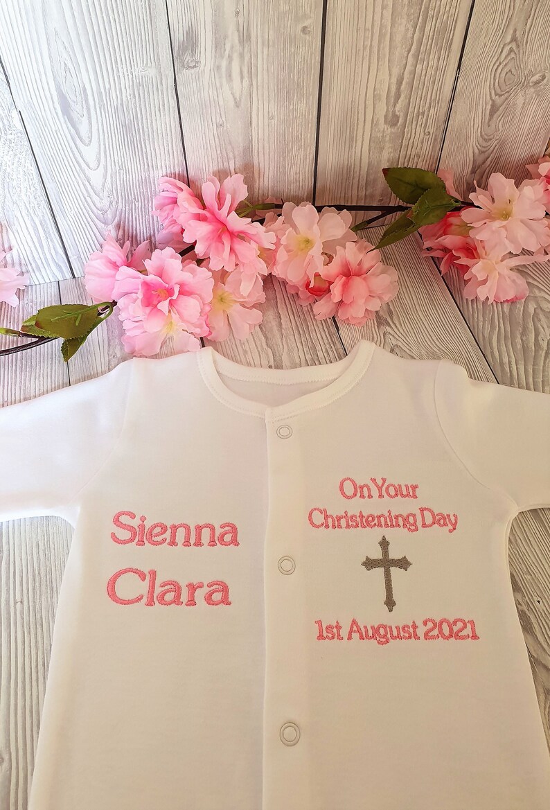 Personalised Christening Sleepsuit Christening Gift Etsy UK