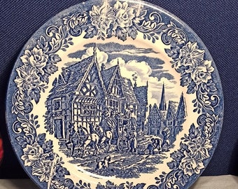 Blue and White Ironstone Plate - Good Condition