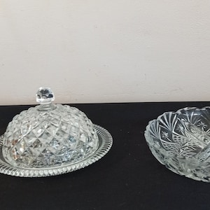 Vintage Triple Compartment Hors d-oeuvres Dish and Marmalade / Preserves Lidded Jar. Very Good Condition.