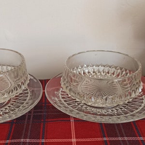 Pair of Glass Dessert Dishes with Plates.