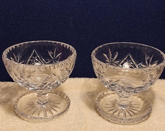Pair of Lead Crystal Glass Dessert Dishes.