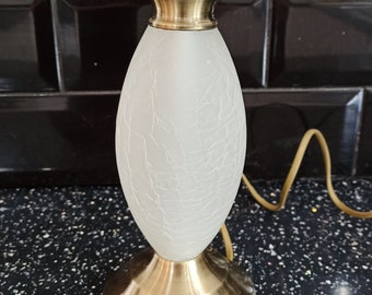 Vintage Frosted Glass Crackle Glazed Table Lamp.