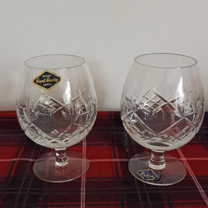 A Pair of Royal Brierley Crystal Brandy Balloon Glasses. Excellent Condition.