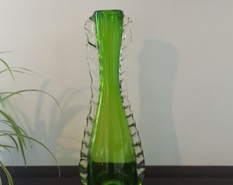Vintage Tall Green Glass Vase. Very Good Condition.
