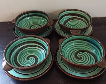 Set of 4 Retro Soup Bowls. Good Condition. Creigiau.