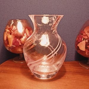 Pink Swirl Caithness Vase. Excellent Condition. Blue Mottled Effect Caithness Vase. Excellent Condition.