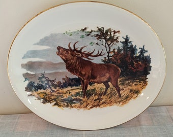 Vintage Oval Decorative Plate. Antelope.